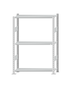 Fachbodenregal Stecksystem, Grundregal, beidseitig nutzbar, H1500xB1000xT300 mm, 3 Fachböden, Fachlast 85 kg, RAL 7035 lichtgrau