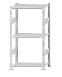 Fachbodenregal Stecksystem, Grundregal, beidseitig nutzbar, H1500xB750xT400 mm, 3 Fachböden, Fachlast 150 kg, RAL 7035 lichtgrau