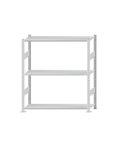 Fachbodenregal Stecksystem, Grundregal, beidseitig nutzbar, H1500xB1300xT400 mm, 3 Fachböden, Fachlast 150 kg, RAL 7035 lichtgrau