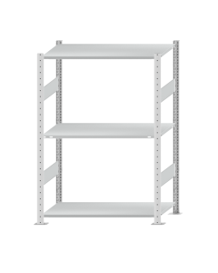 Fachbodenregal Stecksystem, Grundregal, beidseitig nutzbar, H1500xB1000xT500 mm, 3 Fachböden, Fachlast 150 kg, RAL 7035 lichtgrau