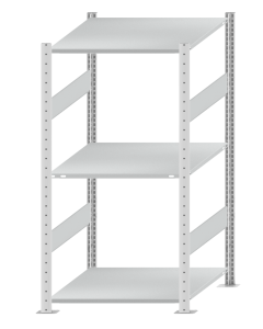 Fachbodenregal Stecksystem, Grundregal, beidseitig nutzbar, H1500xB750xT800 mm, 3 Fachböden, Fachlast 150 kg, RAL 7035 lichtgrau
