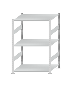 Fachbodenregal Stecksystem, Grundregal, beidseitig nutzbar, H1500xB1000xT800 mm, 3 Fachböden, Fachlast 150 kg, RAL 7035 lichtgrau