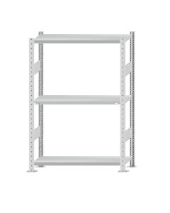 Fachbodenregal Stecksystem, Grundregal, beidseitig nutzbar, H1500xB1000xT300 mm, 3 Fachböden, Fachlast 250 kg, RAL 7035 lichtgrau