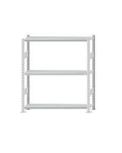 Fachbodenregal Stecksystem, Grundregal, beidseitig nutzbar, H1500xB1300xT300 mm, 3 Fachböden, Fachlast 250 kg, RAL 7035 lichtgrau