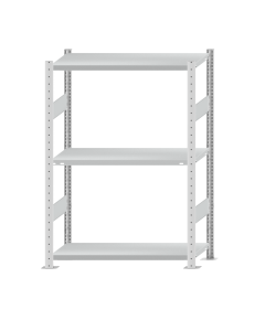 Fachbodenregal Stecksystem, Grundregal, beidseitig nutzbar, H1500xB1000xT400 mm, 3 Fachböden, Fachlast 250 kg, RAL 7035 lichtgrau