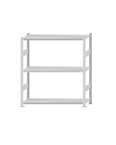 Fachbodenregal Stecksystem, Grundregal, beidseitig nutzbar, H1500xB1300xT400 mm, 3 Fachböden, Fachlast 250 kg, RAL 7035 lichtgrau