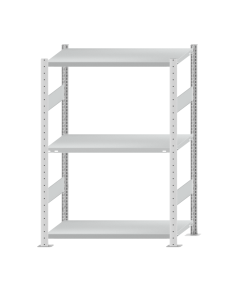 Fachbodenregal Stecksystem, Grundregal, beidseitig nutzbar, H1500xB1000xT500 mm, 3 Fachböden, Fachlast 250 kg, RAL 7035 lichtgrau