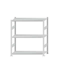 Fachbodenregal Stecksystem, Grundregal, beidseitig nutzbar, H1500xB1300xT500 mm, 3 Fachböden, Fachlast 250 kg, RAL 7035 lichtgrau