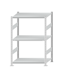 Fachbodenregal Stecksystem, Grundregal, beidseitig nutzbar, H1500xB1000xT600 mm, 3 Fachböden, Fachlast 250 kg, RAL 7035 lichtgrau