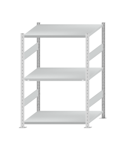 Fachbodenregal Stecksystem, Grundregal, beidseitig nutzbar, H1500xB1000xT800 mm, 3 Fachböden, Fachlast 250 kg, RAL 7035 lichtgrau