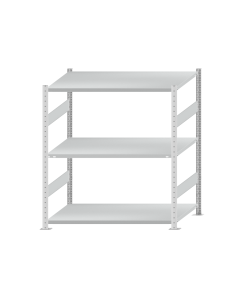 Fachbodenregal Stecksystem, Grundregal, beidseitig nutzbar, H1500xB1300xT800 mm, 3 Fachböden, Fachlast 250 kg, RAL 7035 lichtgrau