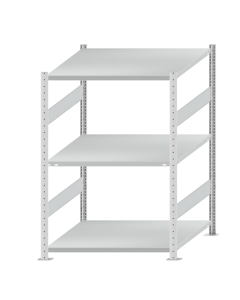 Fachbodenregal Stecksystem, Grundregal, beidseitig nutzbar, H1500xB1000xT1000 mm, 3 Fachböden, Fachlast 250 kg, RAL 7035 lichtgrau