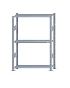 Fachbodenregal Stecksystem, Grundregal, beidseitig nutzbar, H1500xB1000xT300 mm, 3 Fachböden, Fachlast 85 kg, sendzimirverzinkt