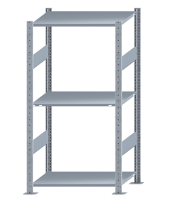 Fachbodenregal Stecksystem, Grundregal, beidseitig nutzbar, H1500xB750xT500 mm, 3 Fachböden, Fachlast 150 kg, sendzimirverzinkt