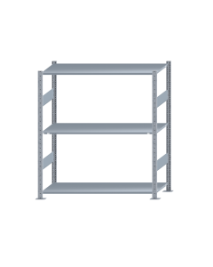 Fachbodenregal Stecksystem, Grundregal, beidseitig nutzbar, H1500xB1300xT500 mm, 3 Fachböden, Fachlast 150 kg, sendzimirverzinkt