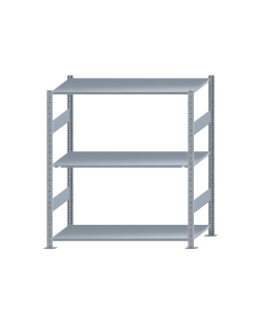 Fachbodenregal Stecksystem, Grundregal, beidseitig nutzbar, H1500xB1300xT600 mm, 3 Fachböden, Fachlast 150 kg, sendzimirverzinkt