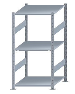 Fachbodenregal Stecksystem, Grundregal, beidseitig nutzbar, H1500xB750xT800 mm, 3 Fachböden, Fachlast 150 kg, sendzimirverzinkt