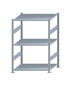 Fachbodenregal Stecksystem, Grundregal, beidseitig nutzbar, H1500xB1000xT800 mm, 3 Fachböden, Fachlast 150 kg, sendzimirverzinkt