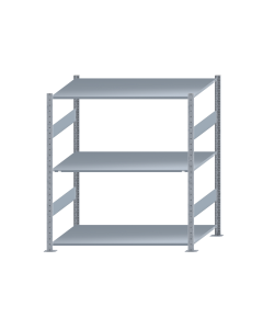 Fachbodenregal Stecksystem, Grundregal, beidseitig nutzbar, H1500xB1300xT800 mm, 3 Fachböden, Fachlast 150 kg, sendzimirverzinkt