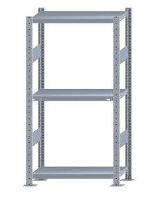 Fachbodenregal Stecksystem, Grundregal, beidseitig nutzbar, H1500xB750xT300 mm, 3 Fachböden, Fachlast 250 kg, sendzimirverzinkt