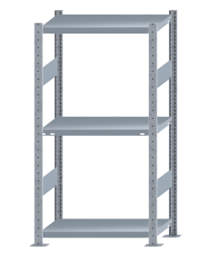 Fachbodenregal Stecksystem, Grundregal, beidseitig nutzbar, H1500xB750xT400 mm, 3 Fachböden, Fachlast 250 kg, sendzimirverzinkt