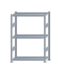 Fachbodenregal Stecksystem, Grundregal, beidseitig nutzbar, H1500xB1000xT400 mm, 3 Fachböden, Fachlast 250 kg, sendzimirverzinkt