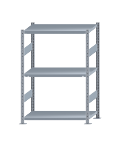 Fachbodenregal Stecksystem, Grundregal, beidseitig nutzbar, H1500xB1000xT500 mm, 3 Fachböden, Fachlast 250 kg, sendzimirverzinkt