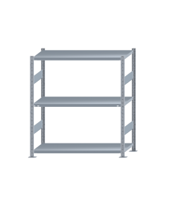 Fachbodenregal Stecksystem, Grundregal, beidseitig nutzbar, H1500xB1300xT500 mm, 3 Fachböden, Fachlast 250 kg, sendzimirverzinkt