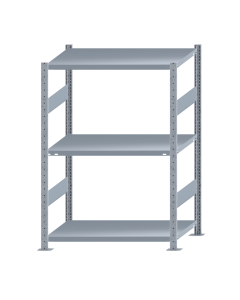 Fachbodenregal Stecksystem, Grundregal, beidseitig nutzbar, H1500xB1000xT600 mm, 3 Fachböden, Fachlast 250 kg, sendzimirverzinkt