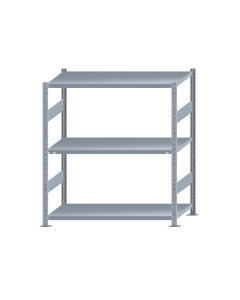 Fachbodenregal Stecksystem, Grundregal, beidseitig nutzbar, H1500xB1300xT600 mm, 3 Fachböden, Fachlast 250 kg, sendzimirverzinkt
