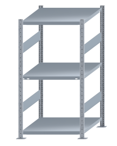 Fachbodenregal Stecksystem, Grundregal, beidseitig nutzbar, H1500xB750xT800 mm, 3 Fachböden, Fachlast 250 kg, sendzimirverzinkt