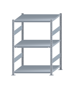 Fachbodenregal Stecksystem, Grundregal, beidseitig nutzbar, H1500xB1000xT800 mm, 3 Fachböden, Fachlast 250 kg, sendzimirverzinkt