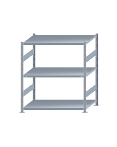 Fachbodenregal Stecksystem, Grundregal, beidseitig nutzbar, H1500xB1300xT800 mm, 3 Fachböden, Fachlast 250 kg, sendzimirverzinkt