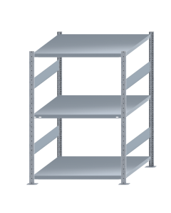 Fachbodenregal Stecksystem, Grundregal, beidseitig nutzbar, H1500xB1000xT1000 mm, 3 Fachböden, Fachlast 250 kg, sendzimirverzinkt