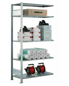 Fachbodenregal Stecksystem, Anbauregal, beidseitig nutzbar, H1000xB750xT300 mm, 2 Fachböden, Fachlast 150 kg, sendzimirverzinkt
