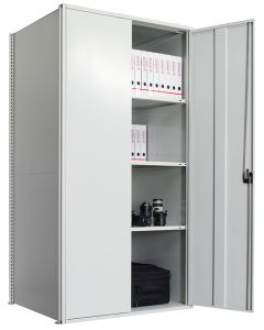 Flügeltürschrank, Grundregal, H2000xB1000xT500 mm, verzinkt/ RAL 7035 lichtgrau