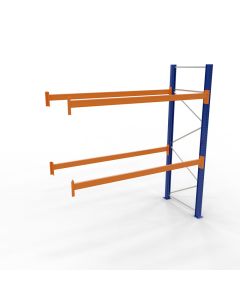 Palettenregal, Anbauregal, 3 Lagerebenen, H5000xB2786xT1100 mm, Palettengewicht bis 500 kg,  9 Palettenplätze, RAL 5010 / RAL 2004