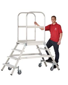 Aluminium-Podestleiter, beidseitig begehbar, 3,9 m Arbeitshöhe