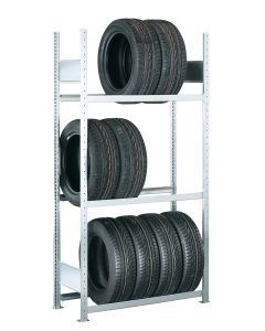 Räder-/Reifenregal, Grundregal, H2000xB1200xT400 mm, Fachlast 150 kg, Feldlast 2000 kg, verzinkt