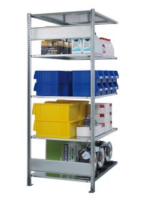 Fachbodenregal Stecksystem, Anbauregal, beidseitig nutzbar, H3000xB1000xT300, 7 Fachböden, Fachlast 85kg, RAL 5010 enzianblau / verzinkt