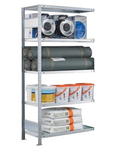 Fachbodenregal Stecksystem, Anbauregal, beidseitig nutzbar, H1800xB1000xT300, 4 Fachböden, Fachlast 330kg, sendzimirverzinkt