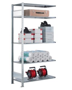 Fachbodenregal Stecksystem, Anbauregal, beidseitig nutzbar, H2500xB1300xT300, 6 Fachböden, Fachlast 85kg, sendzimirverzinkt