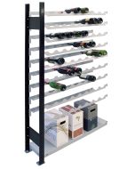 Weinregal Metallregal, Anbauregal, H2300xB1000xT250 mm, 12 Lagerebenen für 96 Flaschen, schwarz/silber