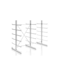 Kragarmregal Komplettregal für leichte Güter, beidseitig nutzbar, H2000xB2510xT2x500 mm, RAL 7035 lichtgrau