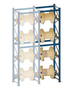 Kabeltrommelregal Blocksystem, Anbauregal, H2500xB1170xT1045 mm, 2 Achsen für je 950 mm Kabeltrommelbreiten