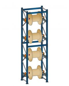 Kabeltrommelregal Blocksystem, Grundregal, H3600xB870xT1045 mm, 3 Achsen für je 650 mm Kabeltrommelbreiten
