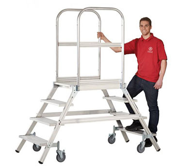 Aluminium-Podestleitern beidseitig Aluminium-Podestleitern beidseitig